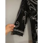 Christopher & Banks  Black Sparkle Embroidered Scalloped Hem 3/4 Sleeve Top S Photo 2