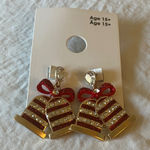 Gap : Gold Tone/Red Holiday Bell Earrings- Christmas Photo 0