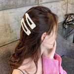 Womens Pearl Barettes Hair Clip Hair Gold Pin Photo 1