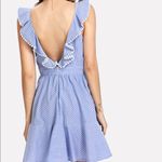 ✨Crochet Pompom Flounce Embellished Striped Dress✨ Blue Size M Photo 3