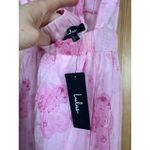 Lulus NWT  Loveliest Darling Light Pink Floral Ruffled Tie-Back Midi Dress Sz L Photo 7