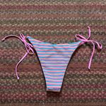 NWOT PINK TERRY CLOTH CANDY STRIPE SIDE TIE HIGH CUT BIKINI BOTTOMS Photo 3