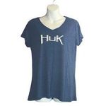 Huk Blue and White V Neck Short Sleeve Top Size XL Photo 0