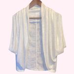 Ambiance Apparel Cowl Neck Open Front Short Sleeve Sweater in White Photo 1