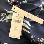 Banana Republic  Dress Halter Floral Satin Midi Navy Blue High Neck Ruffle 0P Photo 8