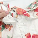 Sofia Jeans by Sofia Vergara Linen Blend Knot Front Floral Peplum Tank Cami Top White Size L Photo 2