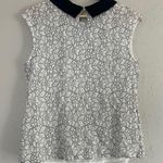 EXPRESS  White Black Lace Collared Blouse Formal Office Party Neutral Medium Photo 3