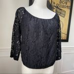 Cupcakes and Cashmere Cropped Lace Blouson Top Black S NWOT Photo 8