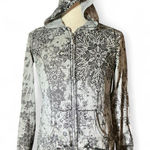 Live and let live Snowflake Zip Up Hoodie Gray Print Cozy Winter Warm Size L Photo 0