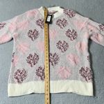 Glitz & Ears Sweater Womens M Pink Cream Fuzzy Leopard Heart Pearl Sweater NEW Size M Photo 7
