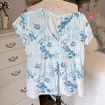 Dress Barn White Floral Cotton Summer Top Short Sleeve  Womens Medium Photo 4
