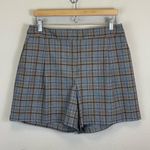 Rachel Rachel Roy Gray Navy Pleated Plaid Dressed Mini Shorts‎ Size 10 Photo 3