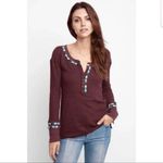 Free People Rainbow Thermal Wine Maroon Long Sleeve Boho Small Photo 8