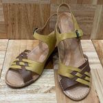 NAYA “Fausta” Yellow Woven Leather Ankle Strap Wedge Heeled Sandal Size 9 Photo 0