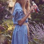 Love Shack Fancy Rare Fancy Cottagecore Blue Heart Rose Printed Cotton Midi Dress Photo 2