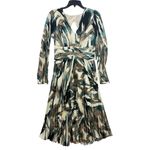 MILA MAE NWT Pleated Long Sleeve Satin Midi Dress Photo 4