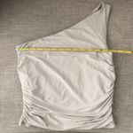 Abercrombie & Fitch  One Shoulder Ruched Side Stretchy Tank Top Small Stone Taupe Photo 3