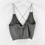 Free People  Gray Stretch V-Neck Strappy Crisscross Back Cami Cropped Top Size XS Photo 1