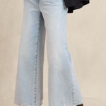 Pilcro  Blue Wide Leg Cropped Boyfriend Raw Hem Jeans Sz 28 Photo 0