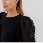 Maeve  Woven Puff-Sleeve Top Black Photo 1