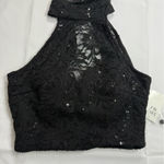 B Darlin  Black and Pink Sequin Halter Prom Dress Photo 3