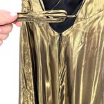 Fame and Partners  Gold Metallic Lame Wide Leg Backless‎ Jumpsuit Size US 2 Photo 10