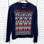 J.Crew  Aztec Fair‎ Isle Jacquard Stich Wool Sweater Blue XS Crewneck Pullover Photo 7