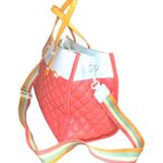 Betsey Johnson Chic salmon colored Quilted Handbag with cross body strap. Photo 6
