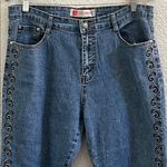 COS  Embroidered Black Lace & Embellished Blue Jeans Size 14 Photo 1