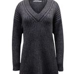 Alexander Wang safety pin star chunky rib knit wool v-neck tunic sweater Photo 0