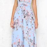 Light Blue Floral High Neck Open Back Maxi Dress Photo 3