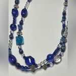 Chico's starfish necklace blue glass beads beaded double strand mermaid ocean Photo 3