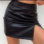 LIONESS Princess Polly  Size M Rizzo Faux Leather Mini Skirt Black High Slit Club Photo 0