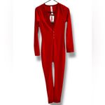 Leg Avenue  Women’s Sexy Red Cozy Brushed Ribbed Long Johns Sz S/M Flap Opening Photo 1