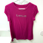 Bebe Pre-owned Women’s Fuschia Rhinestone Short Sleeve T-shirt Size Small Photo 0