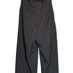 ASTR the Label Mara Black Pinstripe Strapless Cropped Wide Leg Jumpsuit Bow Sz L Size L Photo 4