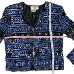 Vintage Papell Heavily Beaded Blue Jacket Geometric Sequin Formal Jacket Size 8 Photo 6