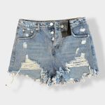 Signature 8  NWT high rise distressed Jean‎ shorts Size L Photo 0