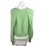 Sunday Up Green V Neck Popcorn Crochet Knit Button Down Cardigan Sweater Top S Photo 1