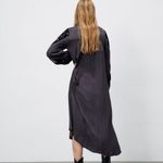 ZARA NEW EMBROIDERED MIDI DRESS GRAY LONG SLEEVE ELASTIC CUFF ASYMMETRIC SIZE S Photo 4