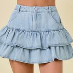 Sky to Moon Denim Ruffle Skirt Photo 0