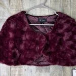 BCX  Dress Fur Super Soft Color Wine Shrug Size Small Photo 0