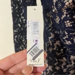 Eliza J  navy blue lace nude boat neckline knee length sheath dress NEW 6 Photo 6