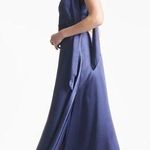 Sachin + Babi NWT Kayla Gown Tie Neck Maxi Crinkle Dress Deep Cobalt 10 Photo 1