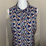 CAbi  Women’s Size S Armour Blue Heart Shirt Dress #5370 Sleeveless Button Down Photo 6