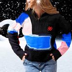 NWT, Lavishly Paris Women’s Quarter Zip Sweater. Size Small Black Photo 10