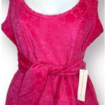 Modcloth  I Want Velour Velour Velour Bodysuit Floral Texture Fuchsia Hot Pink M Photo 0