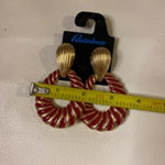 Rainbow Sandals Vintage Rainbow Red Gold Tone Hoop Earrings 2” Post Dangle Retro Jewelry Photo 3