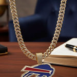 NFL Buffalo Bills 20 Inch Necklace Pendant Cuban Chain Link Football Jewelry Photo 0