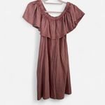 Umgee  Mauve Pink Off-Shoulder Ruffle Mini Dress – Burnout Tee Style size small Photo 3